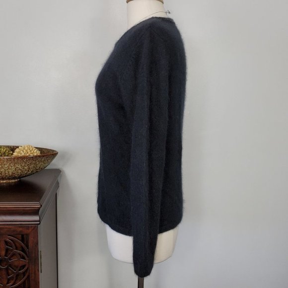 Bridgetown Collection Black Beaded Neckline Angora Wool Blend Sweater Size M - Picture 3 of 7
